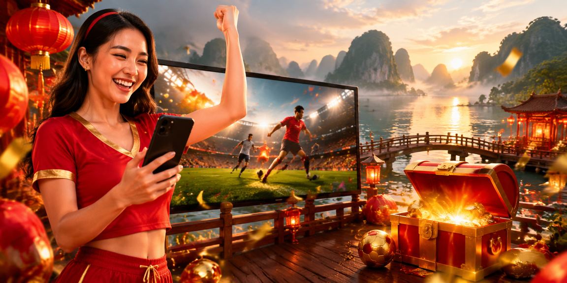 Người hâm mộ bóng đá đặt cược trực tuyến với bối cảnh Vịnh Hạ Long hùng vĩ